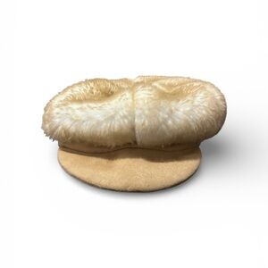 Vintage faux fur newsboy cap